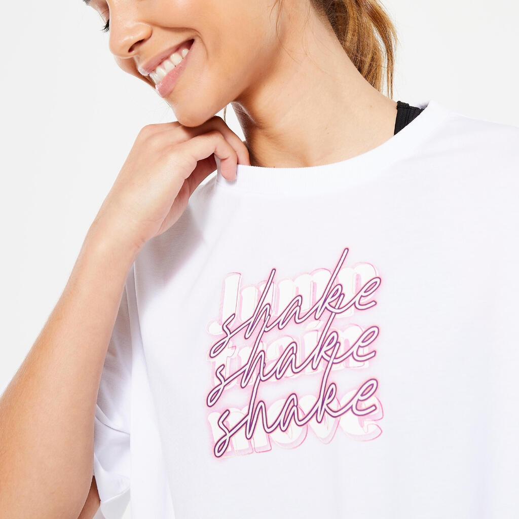 Women's Cropped T-Shirt - White Print Jump